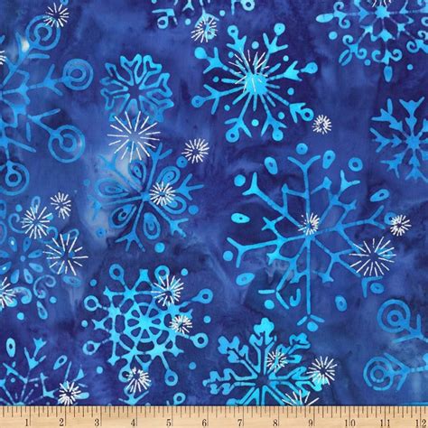 mixedcolored batik fabric with small metallic snowflake|Batik Snowflakes .